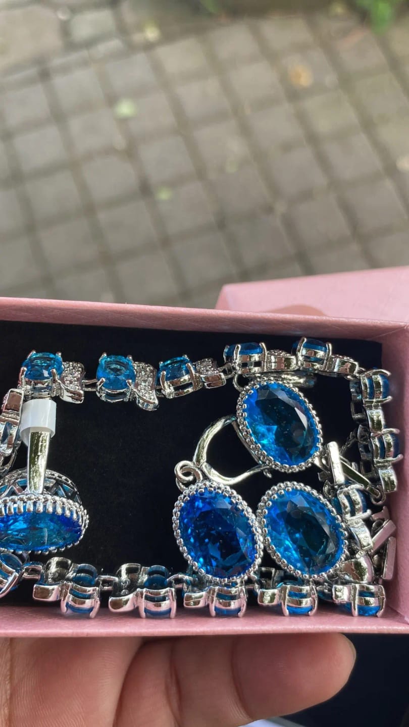 Customer photo review of Sterling Silver Jewelry Set Birthstone — Ruby Red | KIMLUD