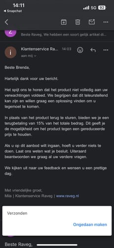 Customer photo review of Verzendgarantie