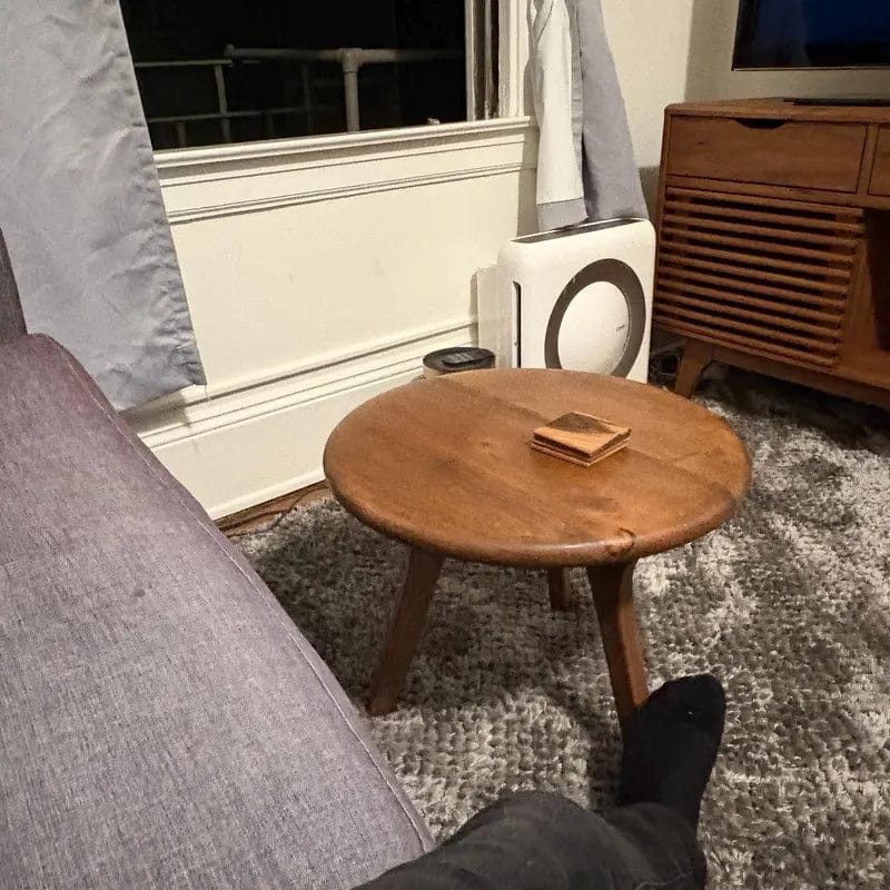 Customer photo review of Sidney Round Coffee Table - Solid Walnut Wood - Mid Century Modern Design