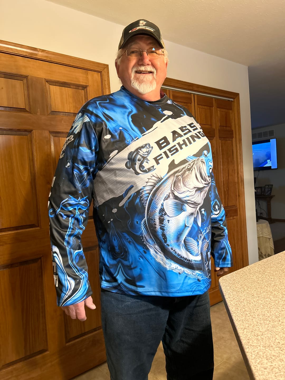 Customer photo review of Personalized Bass Fishing Jerseys, Bass Long Sleeve Tournament Fishing Shirts For Men | Blue Camo IPHW5833