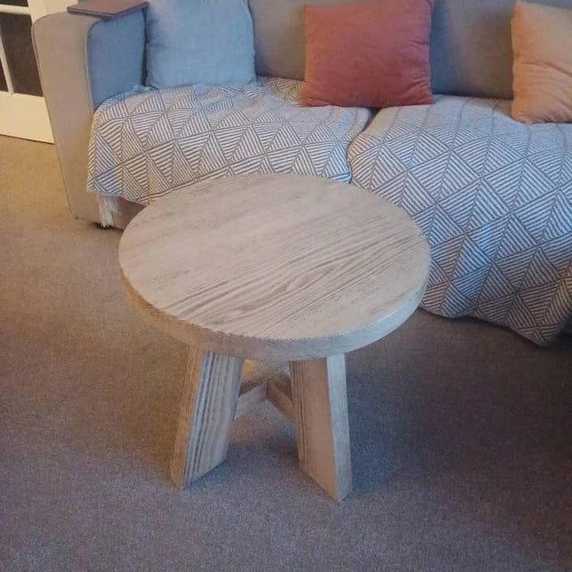 Customer photo review of Amber Round Farmhouse Coffee Table - Solid Pine Wood