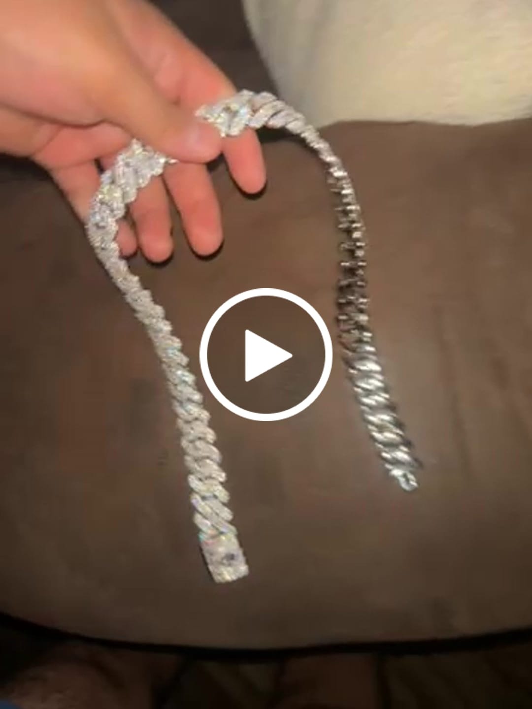 Customer video review of 20mm Monaco Chain - White Gold