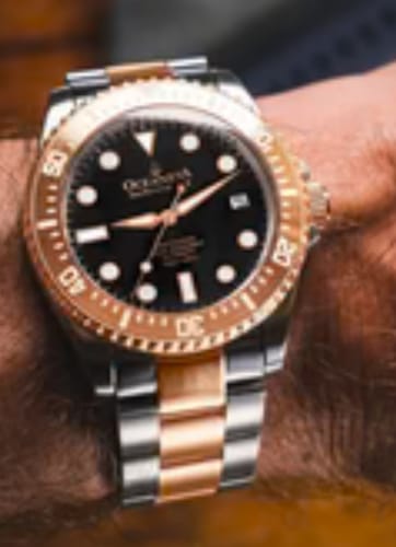 Customer photo review of Oceaneva Men's Deep Marine Explorer III 3000M Pro Diver Watch Black Dial Rose Gold