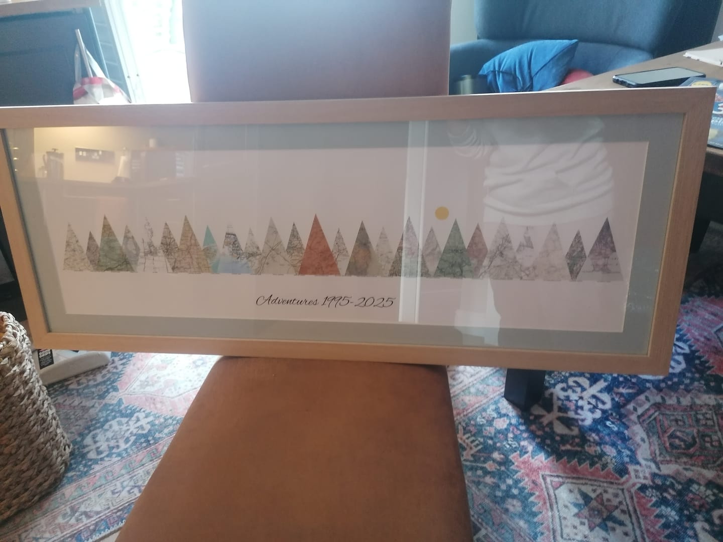 Customer photo review of Personalised Travel Map Mountain Print