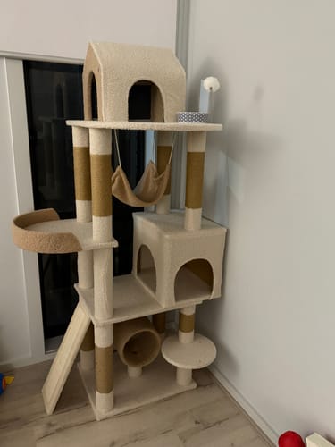 Customer photo review of Ona's Cottage Multi-Tier Cat Tree with Cat Scratching Posts