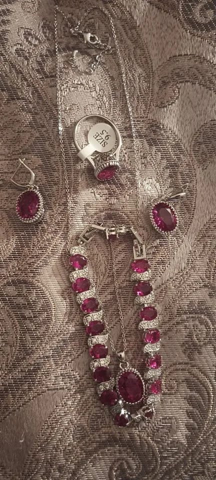 Customer photo review of Sterling Silver Jewelry Set Birthstone — Ruby Red | KIMLUD