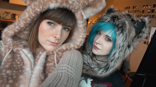 Customer photo review of [Rose Island] Fairy Spirit Deer In Flower Field Faux Fur Hoodie with Zipper