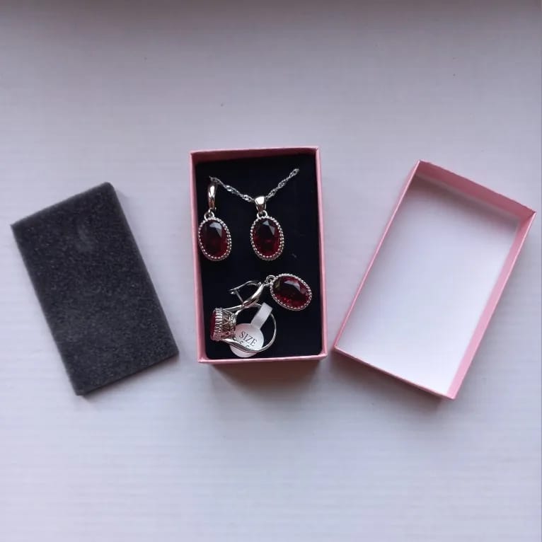 Customer photo review of Sterling Silver Jewelry Set Birthstone — Ruby Red | KIMLUD
