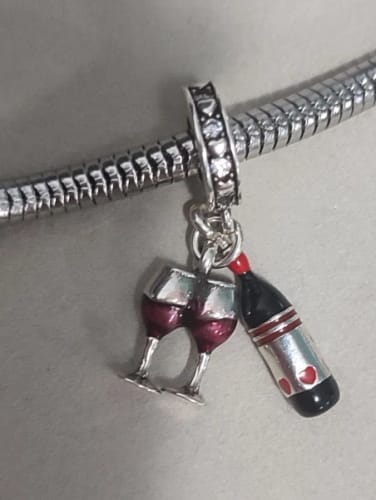 Customer photo review of 925 Sterling Silver Love Wine Charm