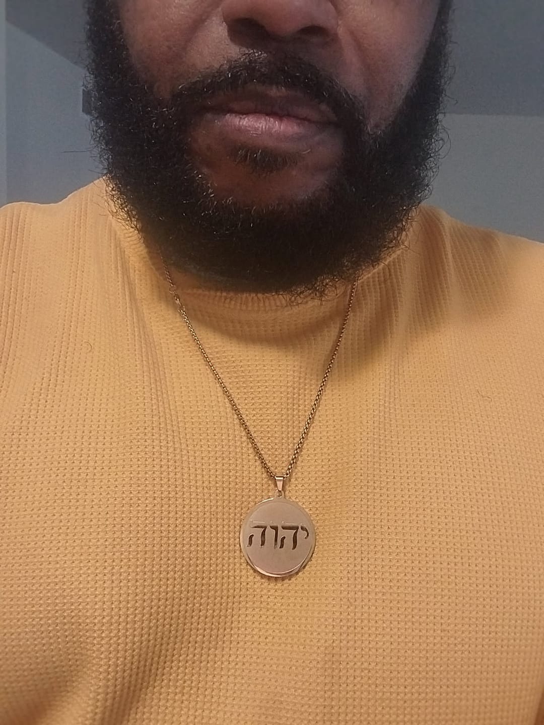Customer photo review of "Yahweh" round pendant - (Hebrew)