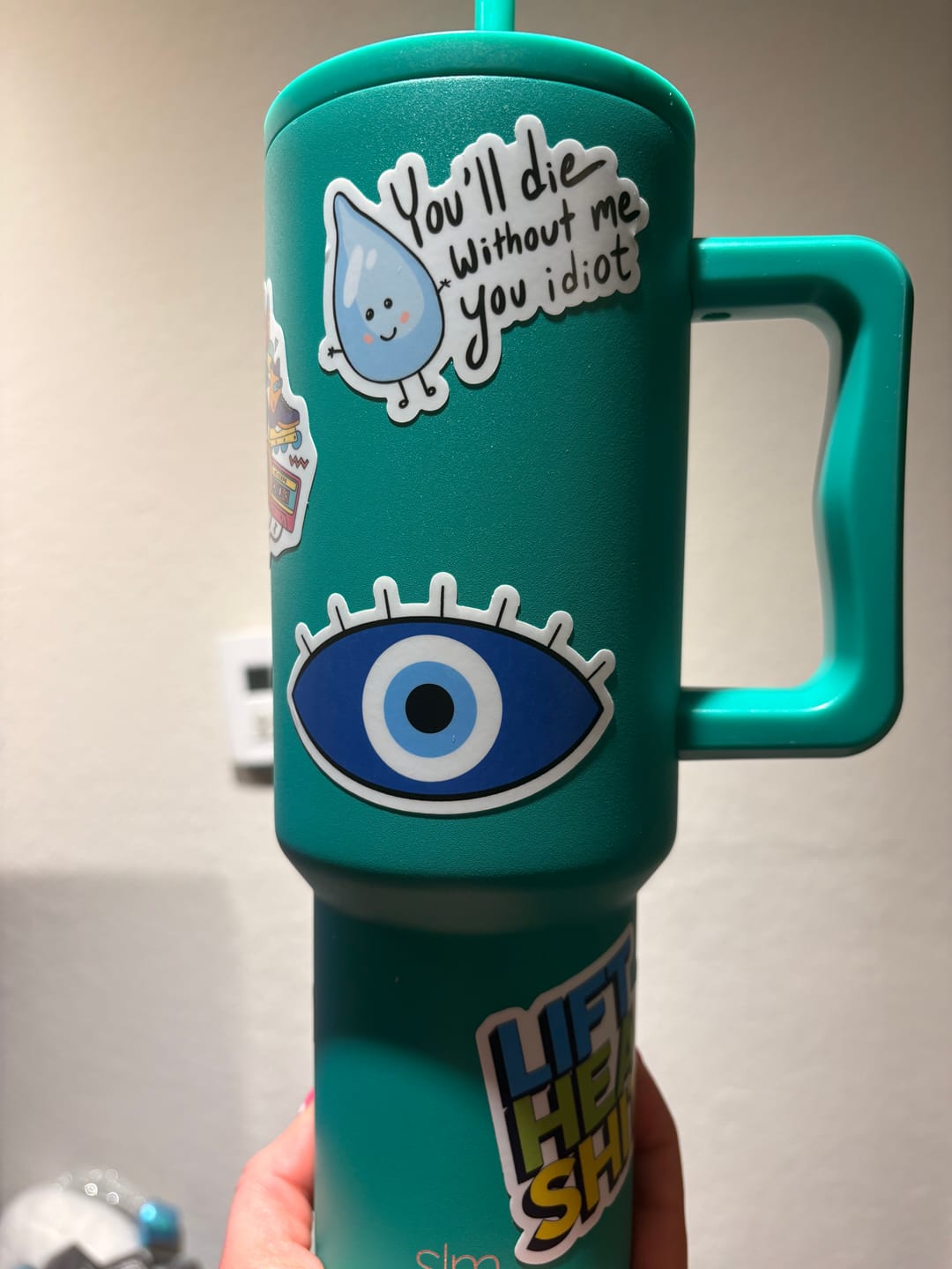 Customer photo review of Evil eye sticker - blue
