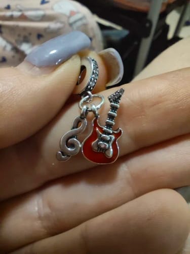 Customer photo review of 925 Sterling Silver Electric Guitar Charm