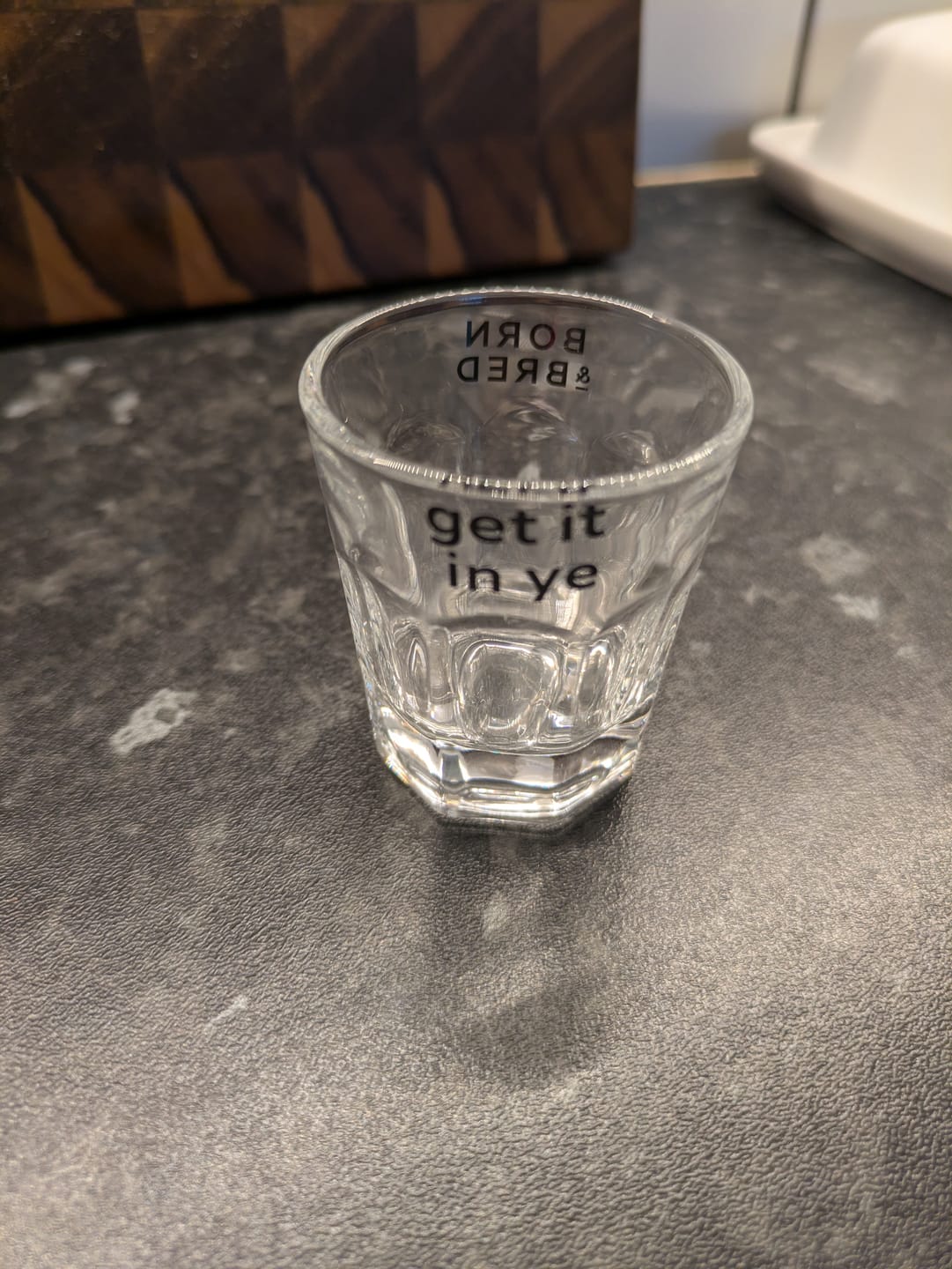 Customer photo review of Get It In Ye Shot Glass