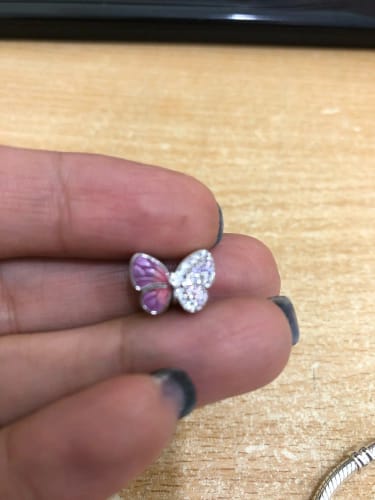 Customer photo review of 925 Sterling Silver Pink Butterfly Charm