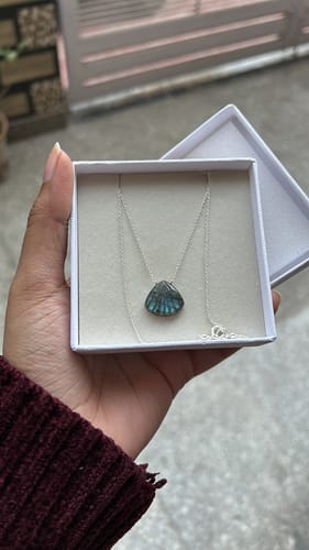 Customer photo review of sankha - Labradorite Shell Pendant
