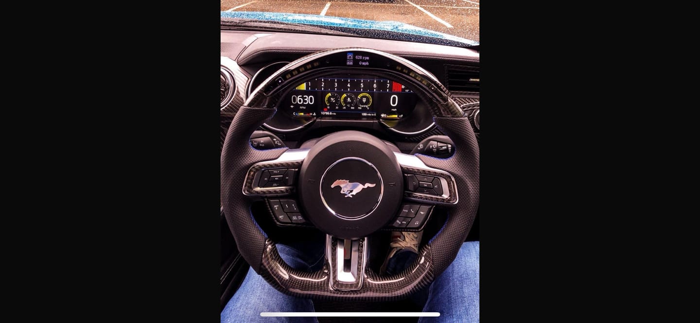 Customer photo review of 2015-2023 Ford Mustang/Shelby Custom Carbon Fiber Steering Wheel