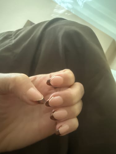Customer photo review of Tortoise Shell Almond Nails - Press On Nails