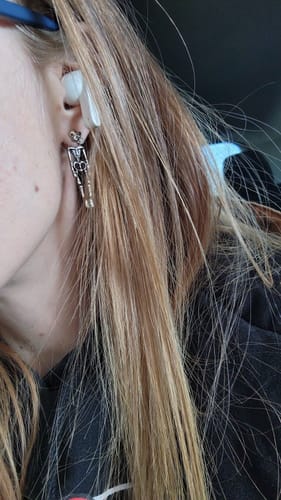 Customer photo review of Just Love Skulls Earrings