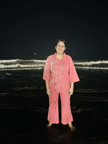 Customer photo review of NARA RUST EMBROIDERED CO-ORD SET