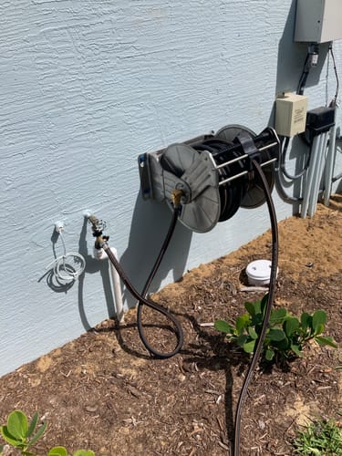 Customer photo review of Wall Mounted Hose Reel-Stainless Steel-Heavy Duty