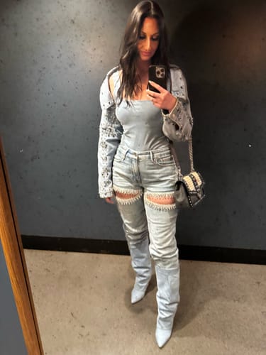 Customer photo review of ALYX-DENIM DRAPED STUDDED JACKET