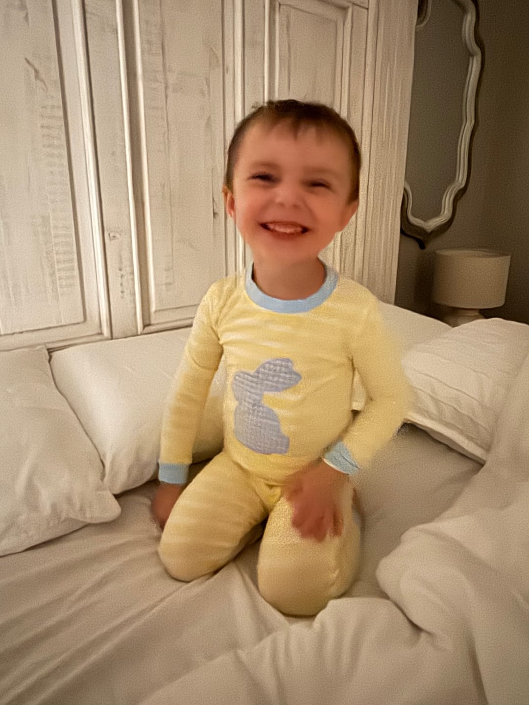 Customer photo review of Blue Bunny Yellow Stripe Pajamas