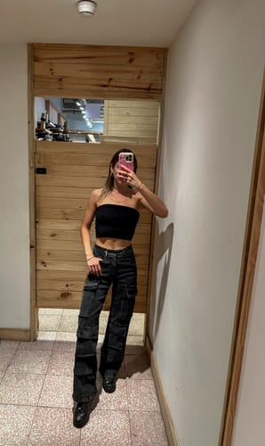 Customer photo review of Pants Cargo Bolsillos Negro