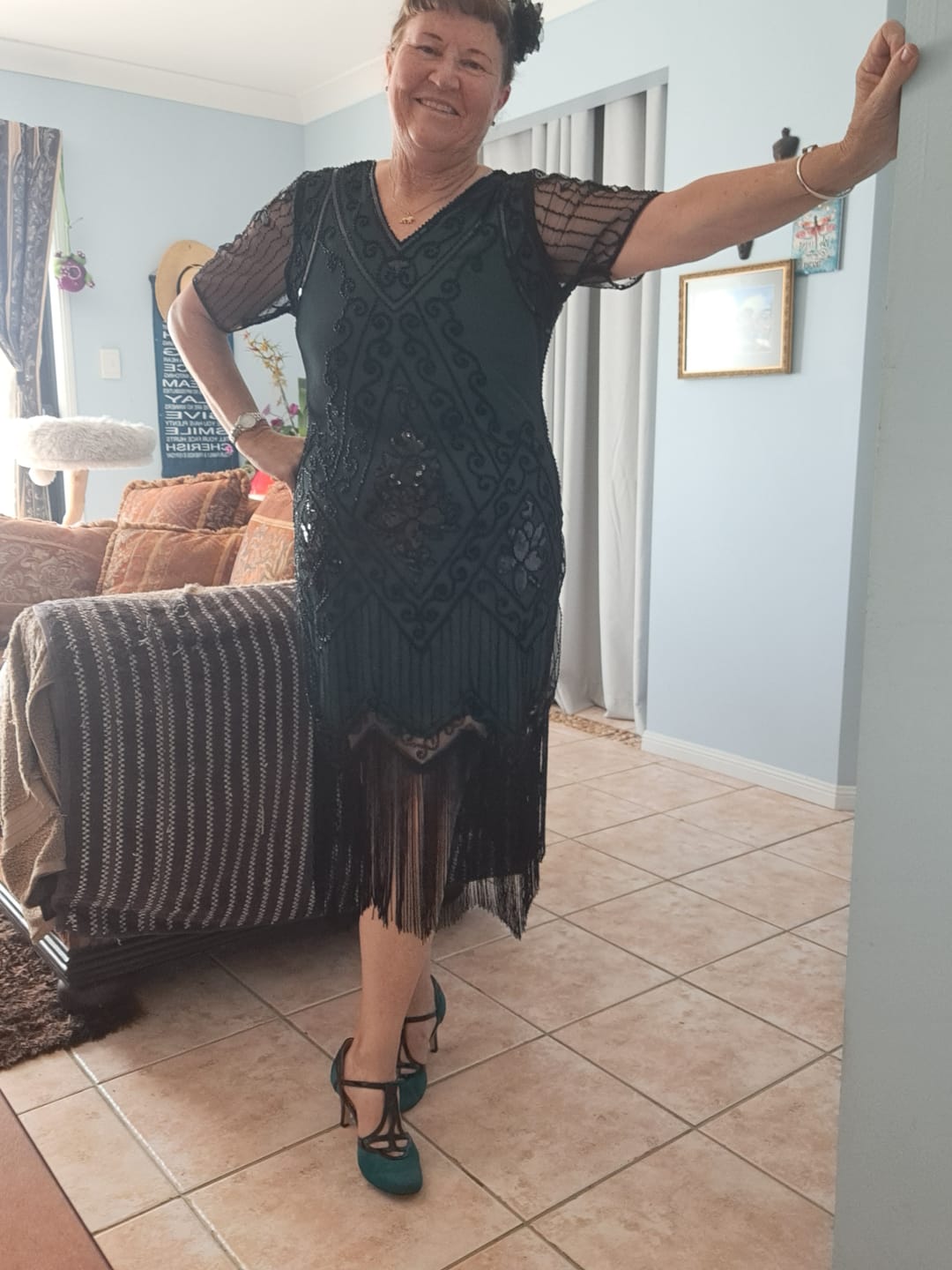Customer photo review of Evelyn Flapper Dress - Green