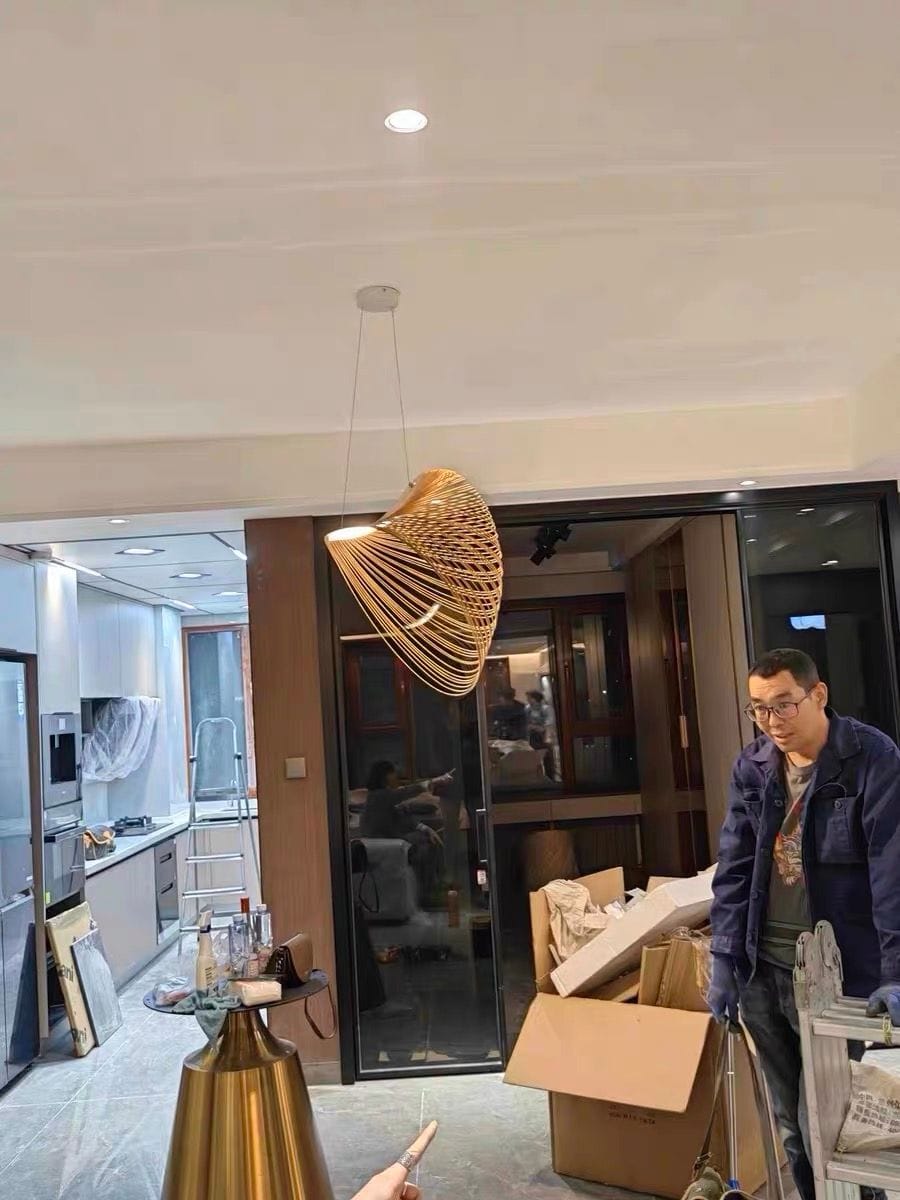 Customer photo review of Home Decor Wood Art LED Chandelier, Dimmable