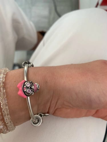 Customer photo review of 925 Sterling Silver Pink Skull Charm