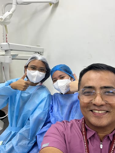 Customer photo review of Zip-Up Polo MoveTech® Scrub Top - Men / Cobalt Blue