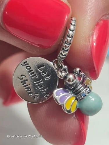 Customer photo review of 925 Sterling Silver Glow in the Dark Firefly Charm