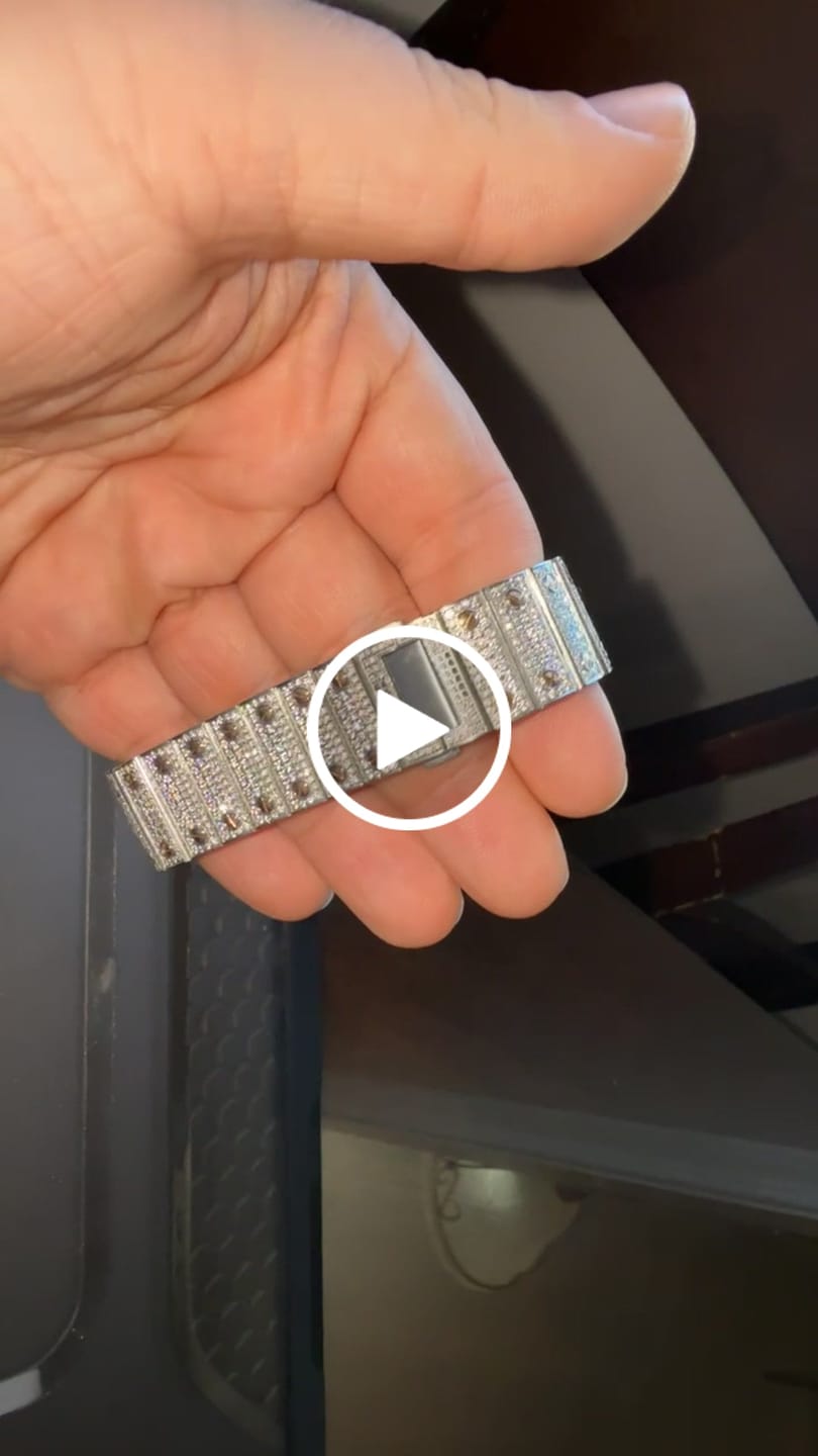 Customer video review of Men's VVS Moissanite Watch | 42MM | 16CT Bust Down | 14K Rose Gold