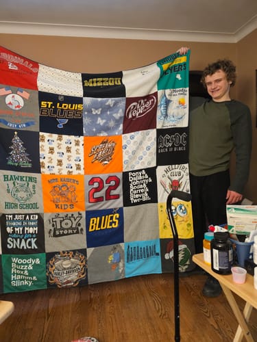 T-shirt quilt featuring st. louis blues by LAURA from MO