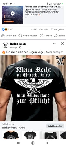 Customer photo review of Wenn Recht zu Unrecht wird - T-Shirt Rückendruck