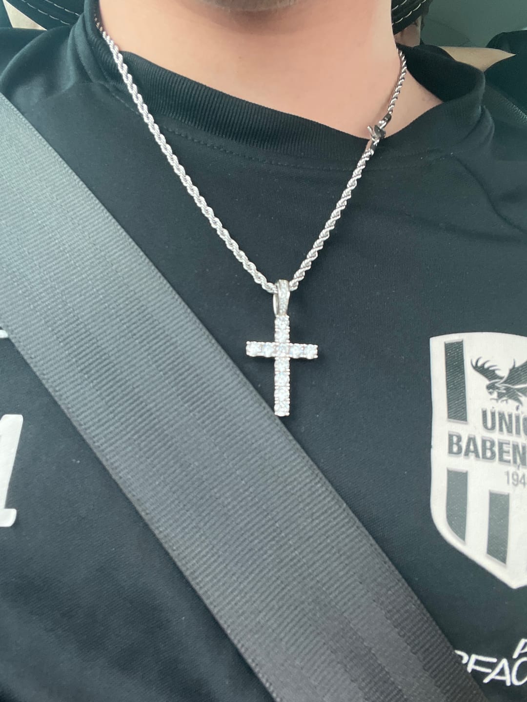 Customer photo review of CROSS PIECE PENDANT. - WHITE GOLD