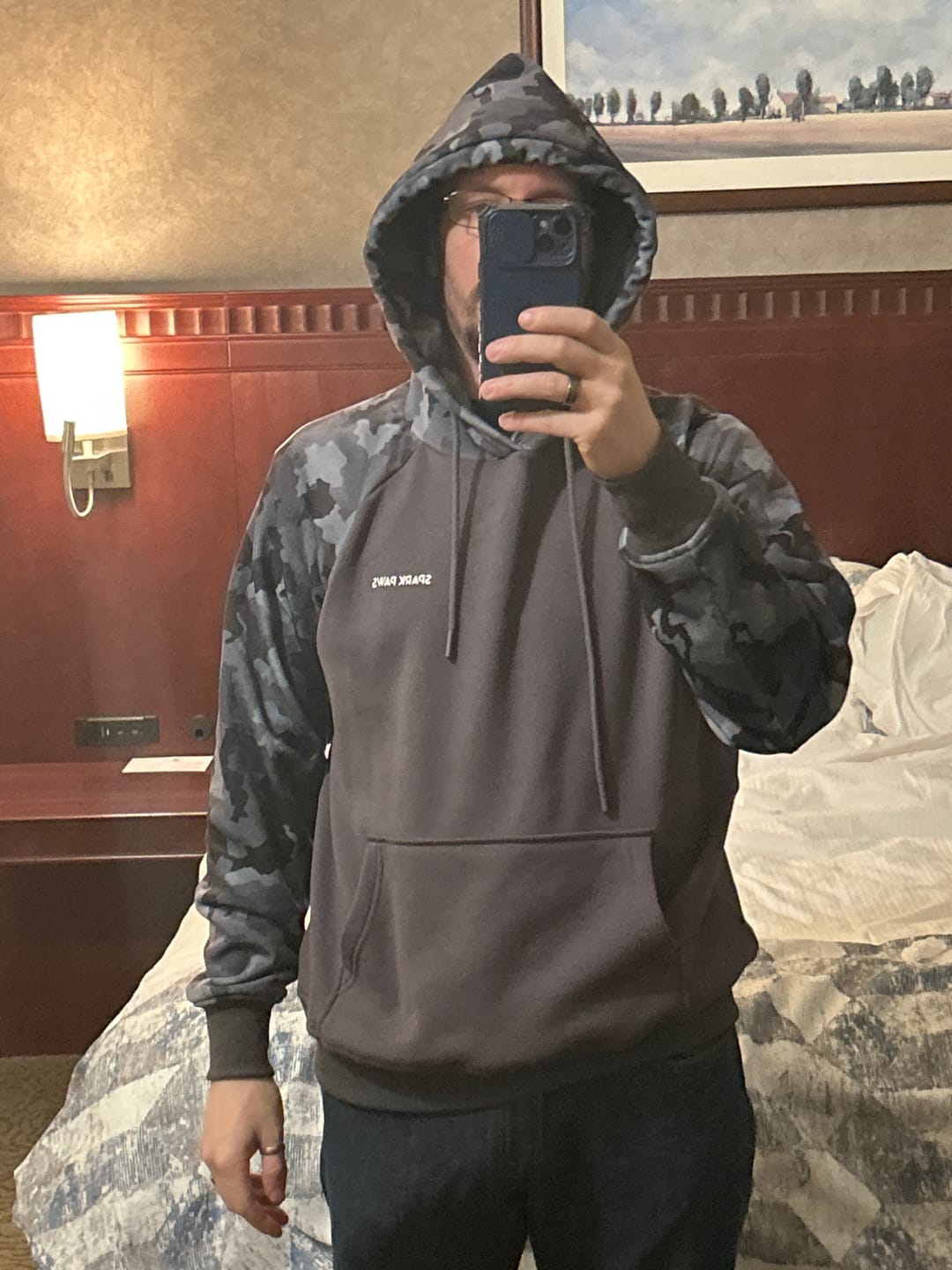 Customer photo review of Grey Camo Human Hoodie