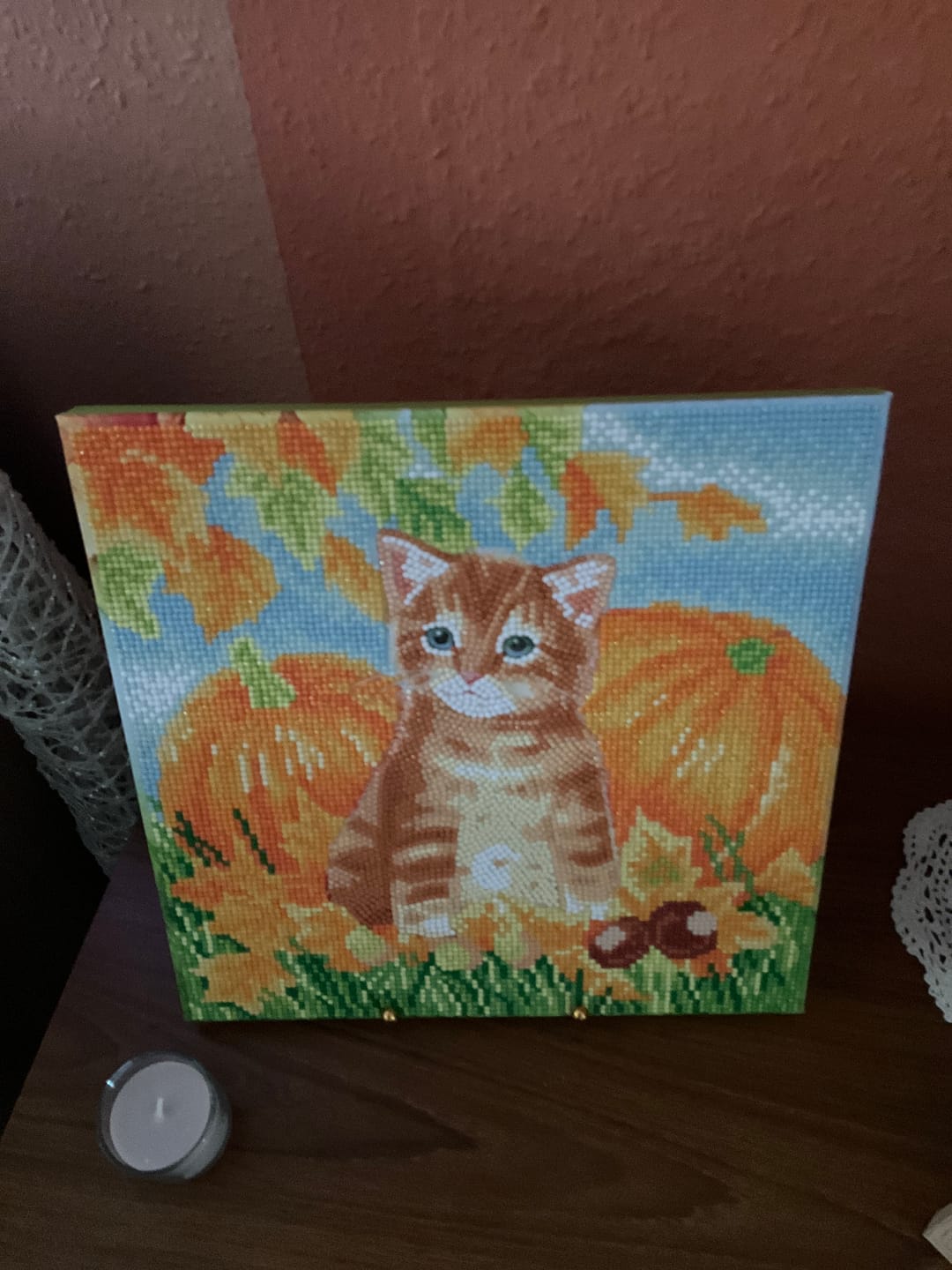 Customer photo review of "Autumn Cat" 30x30cm Crystal Art Kit