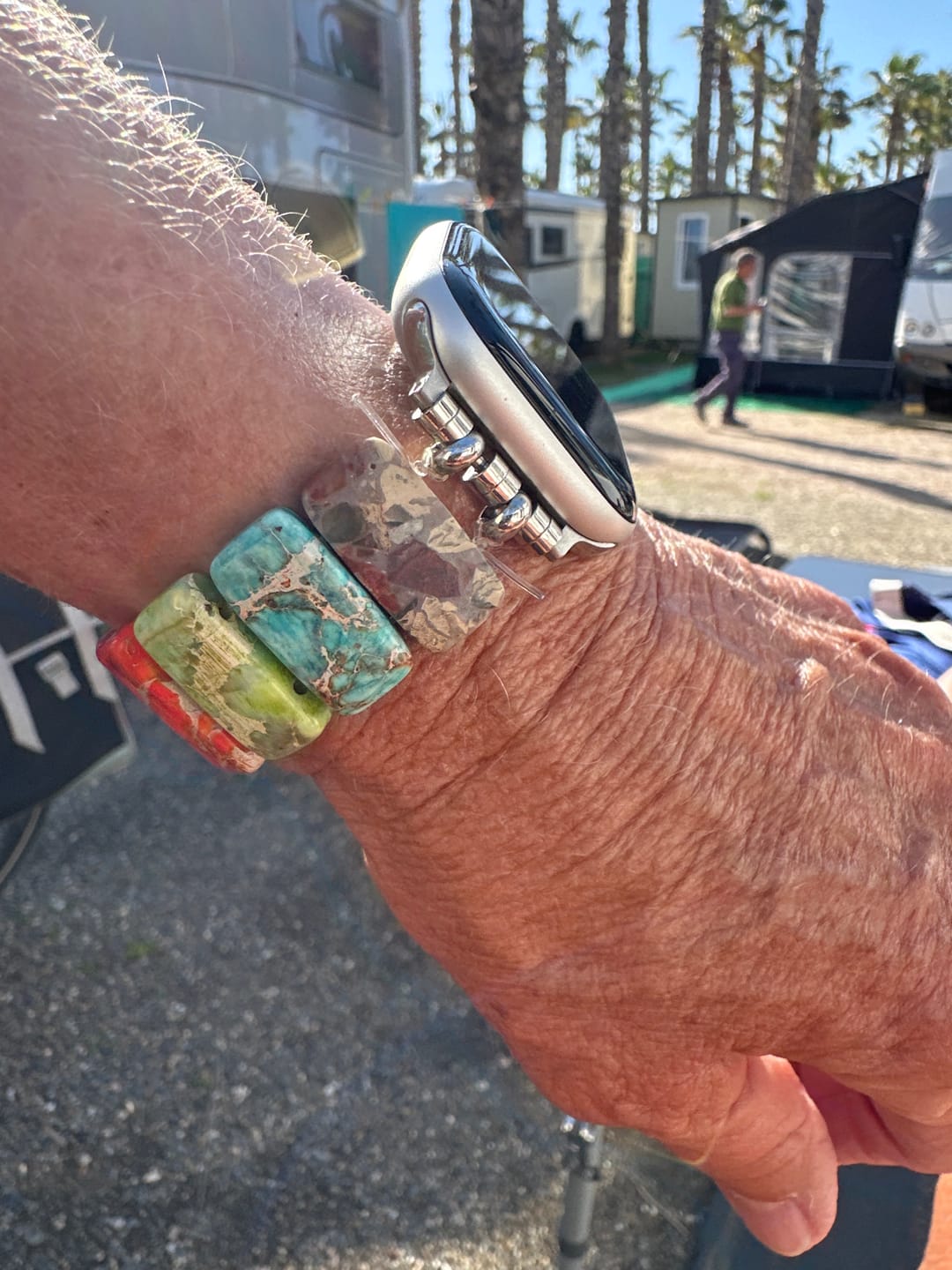 Customer photo review of Chakra Harmony Stretch Apple Watch Strap