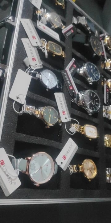 Customer photo review of Leather Quartz Wristwatch Floral Dial — Light Blue | KIMLUD