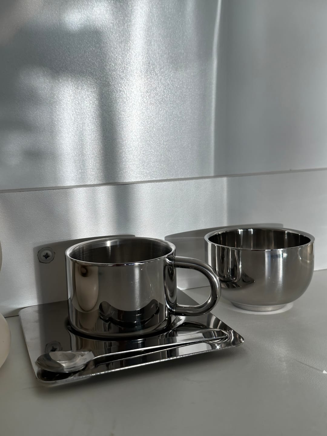 Customer photo review of Venice Mirror Cup with a Saucer & Spoon