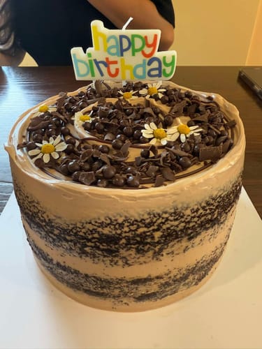 Customer photo review of double chocolate cake