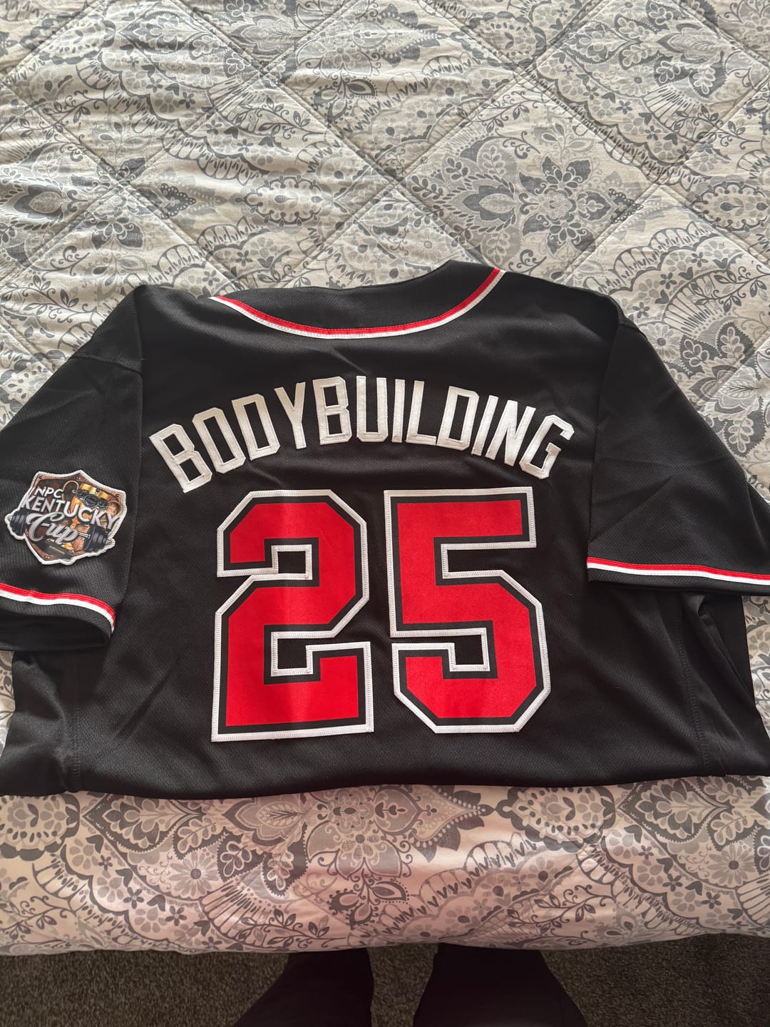 Customer photo review of Custom Black Red-White Classic Style Authentic Baseball Jersey