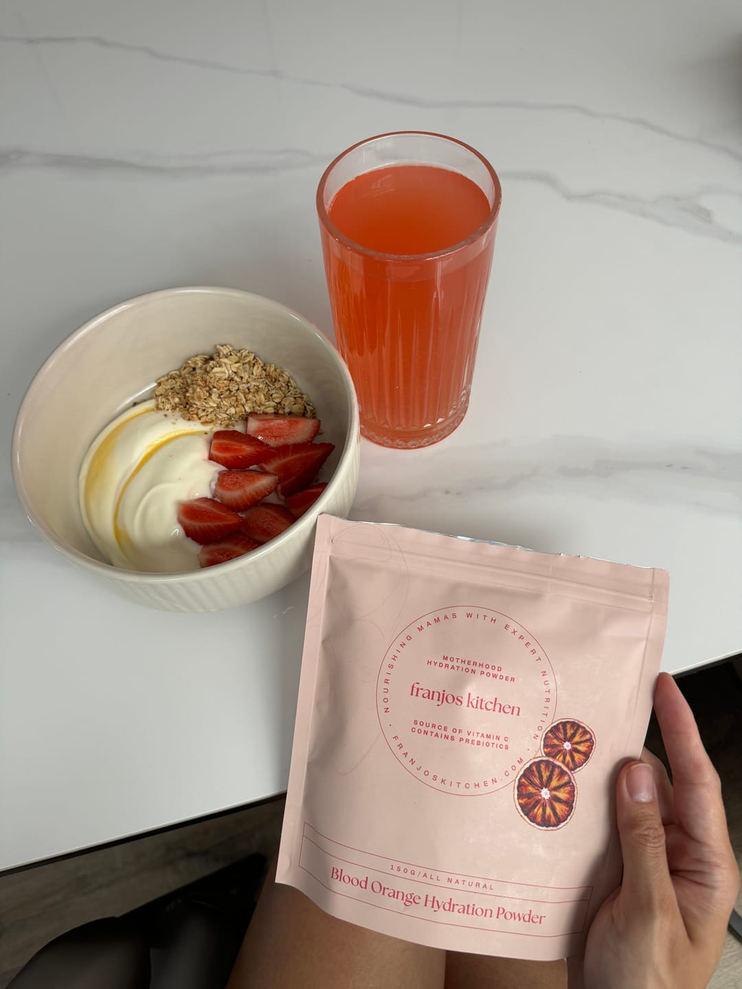 Customer photo review of Motherhood Hydration Powder - Blood Orange