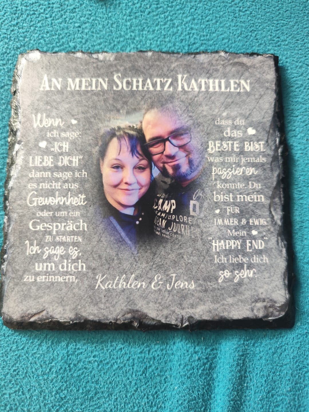 Customer photo review of An meinen Schatz - Paar-Schieferplatte