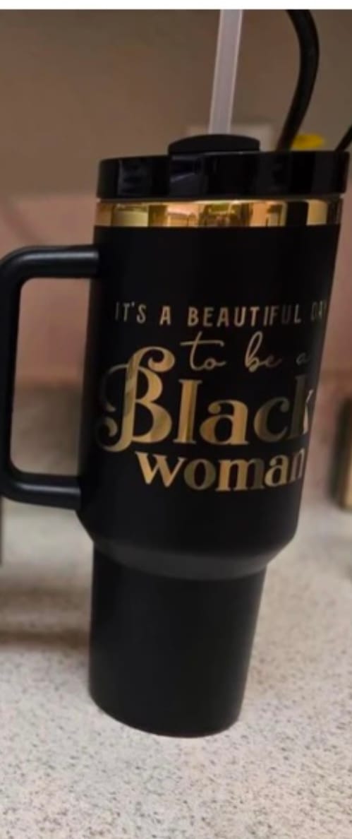 Customer photo review of "Miss Black and Gold" 40oz Insulated Tumbler
