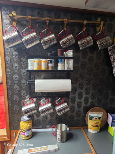 Customer photo review of TassenExpress - Karabiner Edelstahl-Tasse mit Logo Groß 325ml