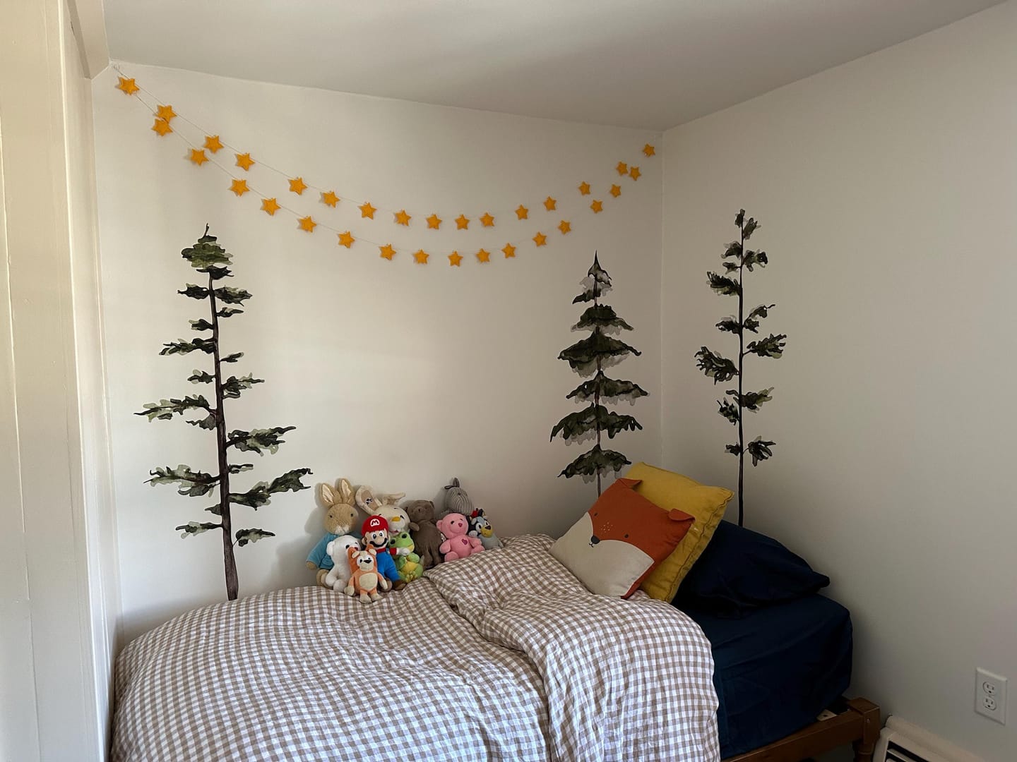 Customer photo review of Large Watercolor Pine Tree Removable Wall Decal