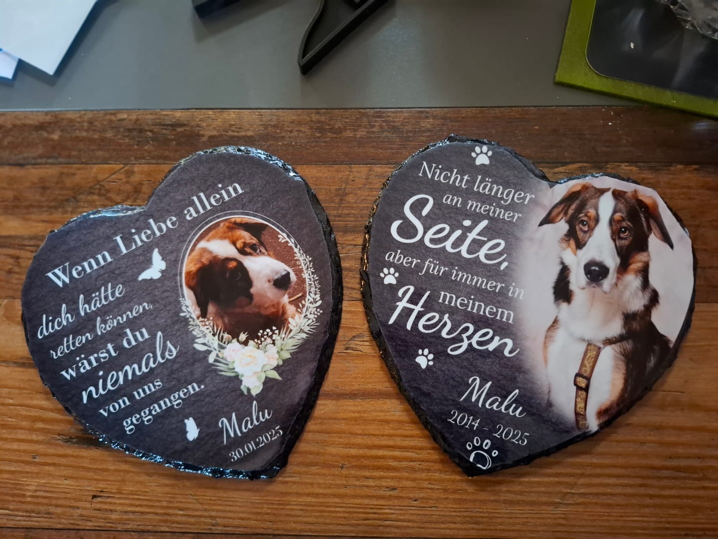 Customer photo review of Nicht länger an meiner Seite - Individuelles bedrucktes Schieferherz