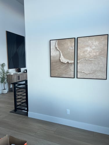 Customer photo review of Coastal Abstract Paintings – Minimalist Canvas Wall Art Set (2 Pieces)